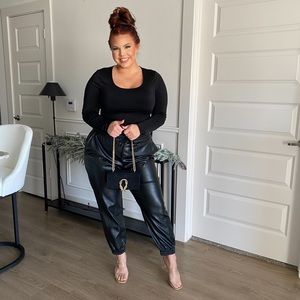 faux leather joggers